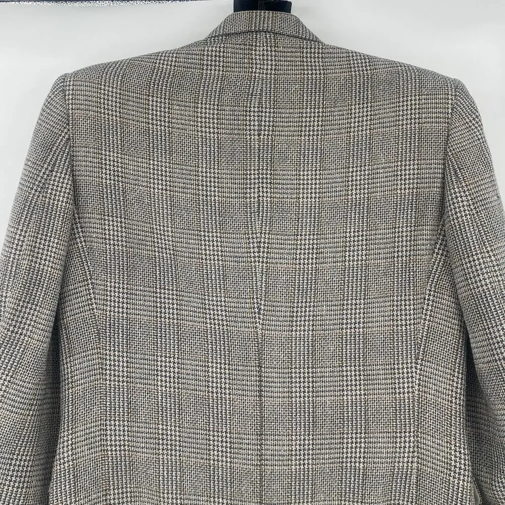 Vintage Y2K 7 Collection Glen Plaid 2 Button Mens Blazer Sz 40R Preppy Silk Wool